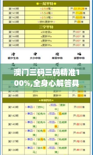 澳门三码三码精准100%，澳门三码精准预测百分百命中